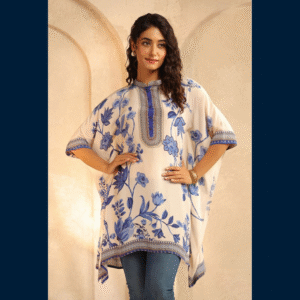 Blue Willow Oversized Tunic Kaftan