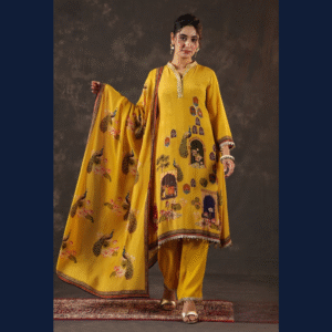 Mustard Printed Kurta Set