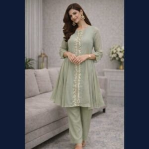 Sage Green Embellished Plazzo Set