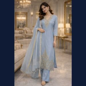 Blue Embroidered Kurta Set