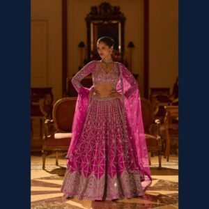 Royal Fuchsia Embroidered Lehenga Set