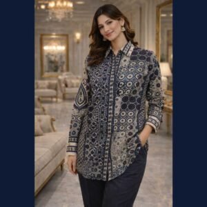 Indigo Mosaic Printed Shirt