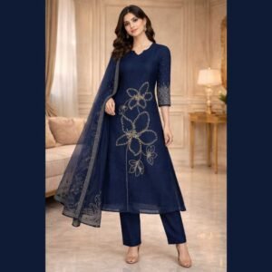 Midnight Bloom Embroidered Kurta Set
