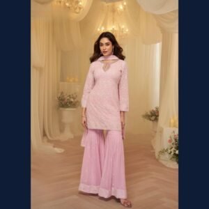 Blush Elegance Embroidered Gharara Set