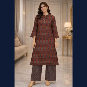 Rust Heritage Printed Kurta Palazzo Set