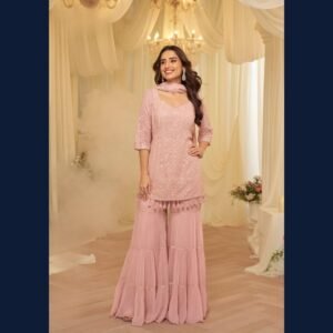 Blush Charm Embroidered Gharara Set