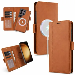 Samsung Galaxy S26 Ultra - MagSafe Leather Flip Wallet Case