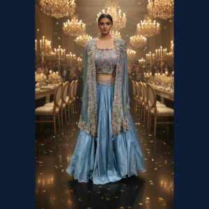 Celestial Ice Blue Lungi Set