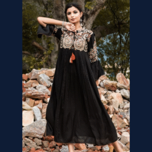 Midnight Muse Embroidered Flared Dress
