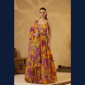 Tropical Bloom Mirror Lehenga