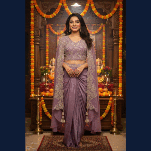 Lavender Aura Cape Saree