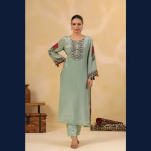 Sage Blossom Embroidered Set