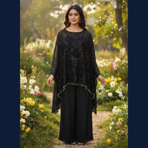 Black Cape Palazzo Set