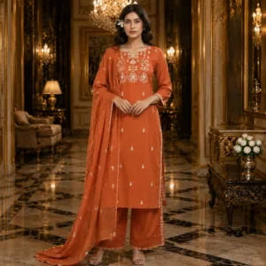 Sunset Ember Embroidered Suit Set