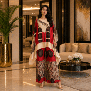 Crimson Royale Kaftan Co-Ord Set