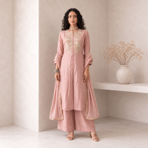 Blush Rose Embroidered Palazzo Set