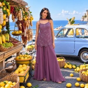 Mauve Blossom Embellished 3-Piece Set