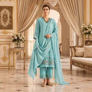 Aqua Gulzar Embroidered Dupatta Set