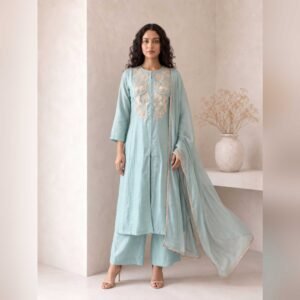 Sea Green Grace Embroidered Palazzo Set