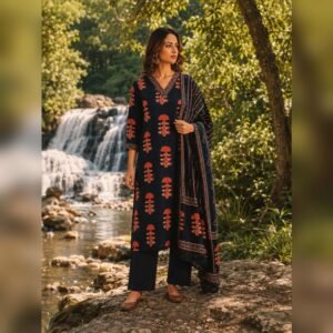 Indigo Rust Heritage Dupatta Set