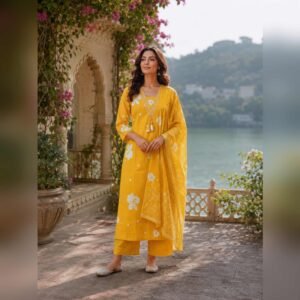Mustard Gulbahar Dupatta Set