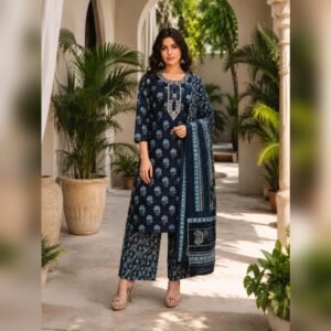 Indigo Printed Dupatta Set