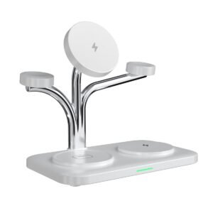 ChargeTree Elite 5-in-1 Wireless Charger Stand, Wireless Charging Station Compatible with iPhone 16/15/14/13/12, Dual Apple Watch Charger, AirPods Charging Dock, 15W Fast Charge